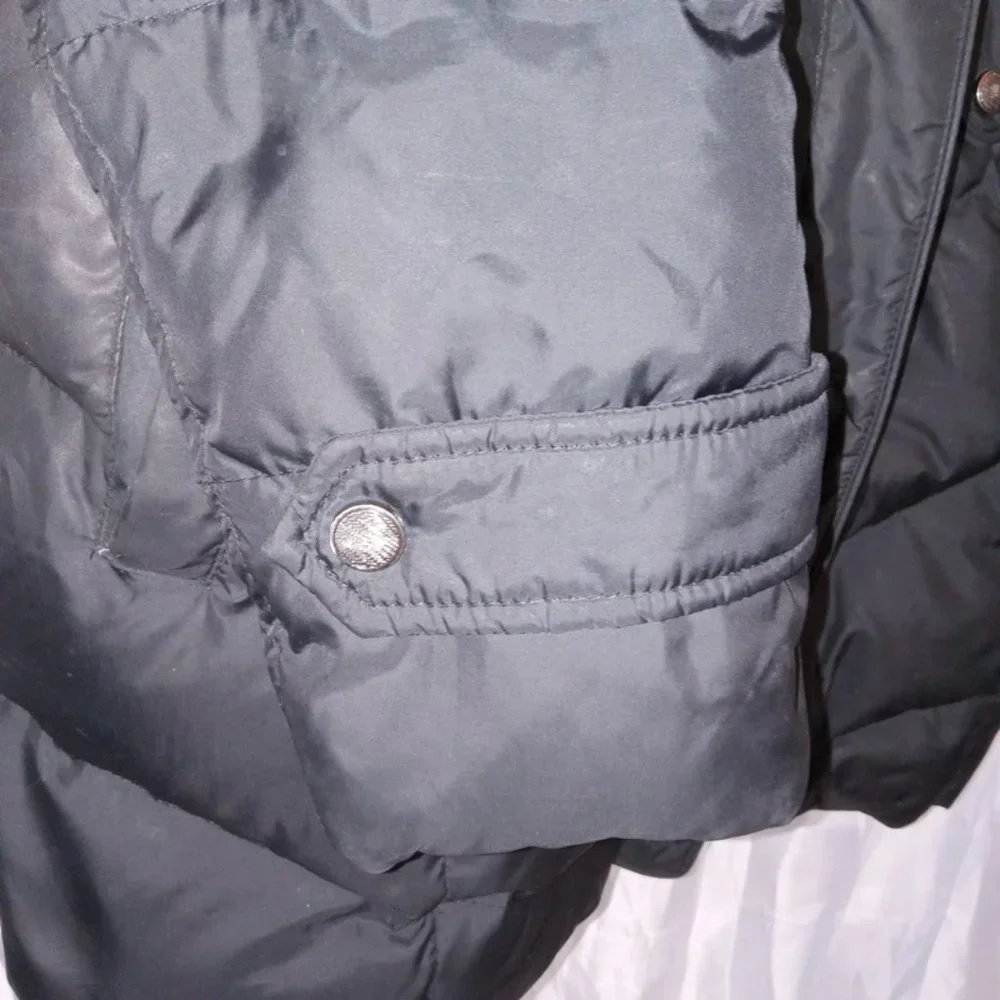 Cole Haan Black Women's Down Coat Jacket with Knit Collar size Large - Picture 4 of 12